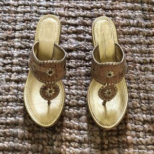 Jack Rogers gold wedges size 8.5 M
